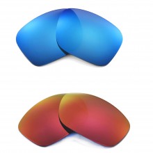 Walleva Polarized Fire Red + Ice Blue Replacement Lenses for Oakley Ten (OO9128 Series) Sunglasses